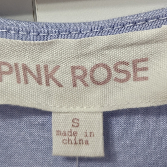 Light Blue Pink Rose Shirt Size S Woman's - Picture 10 of 12